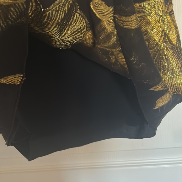 Aritzia Wilfred silk & gold metallic thread embroidered lined tunic dress SZ XS - Picture 5 of 6